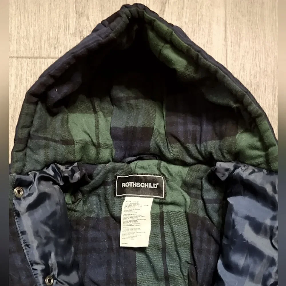 Rothschild Quilted Snowsuit Plaid Lining Corduroy Trim Navy Blue Black Size 3-6M